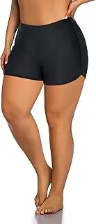 [Holipick] Plus Size Swim Shorts Women High Waisted Bathing Suit Bottoms Tummy Control Swim Shorts