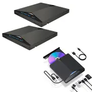 2Pcs External CD/DVD Drive USB 3.0 Type-C Portable Slim Burner Writer