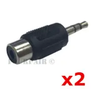 2 Pack - RCA Female Jack to 3.5mm 1/8" Stereo Male Plug Audio Adapter Headphone