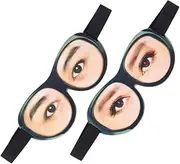 WEKAMOS 2Pcs Funny Eye Masks with Adjustable Head Strap Soft Eye Printing Eyeshade for Travel Meditation Game Parties Light Blocking Eye Covers for Comfortable