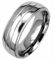 TITANIUM Highly Polished 8mm wide BAND RING with ACCENTS, size 8 -Price Reduced!
