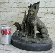 Handcrafted bronze sculpture Marble Shepherd Bulldog English Dogs Hunting Decor