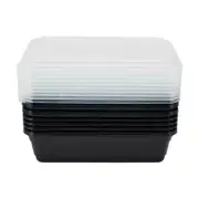 10 PCS 1 Compartment Meal Prep Containers Black Clear Lid Stackable Space-Saving