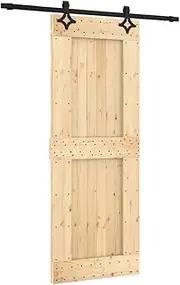 vidaXL Sliding Barn Door - Interior Solid Pine Wood with Powder-Coated Steel Hardware, Noise-Reducing Smooth Rollers, Space-Saving Design for Modern Home