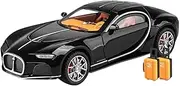Scale Finished Model Car 1:24 for Bugatti Atlantic Alloy Sports Car Model Diecasts Vehicles Simulation Sound Light Gifts Collectible Miniature Replica Car (Size : Black)