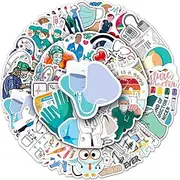 50 Packs Professional Doctor Stickers Water Bottles Laptop Phone Motorcycle Computer Guitar Skateboard Hydroflasks Doctor Vinyl Sticker Waterproof Aesthetic Trendy Decals for Teens Girls Adults