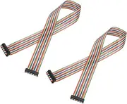 uxcell IDC Rainbow Wire Flat Ribbon Cable 2.54mm Pitch 26 Pin Connection Line FC Dual Female Black Connector for DIY Experiment 2 Ft Length 2 Pcs