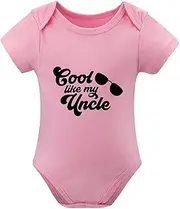 [WOOYONGING] Good Looks Like My Uncle Coming Home Outfit for Baby Boy Summer Short Sleeve Baby Boys' Bodysuits White 12 Month B