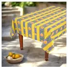 LE CLUNY, SUNFLOWER BLUE, FRENCH PROVENCE COATED COTTON TABLECLOTH, 60" SQUARE