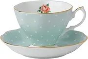 Royal Albert POLROS26135 Vintage Teacup and Saucer Set, Polka Rose, 6.5 Ounces
