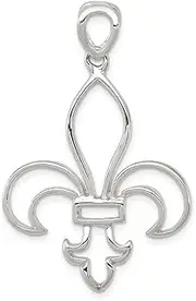 [Diamond2Deal] Women's 925 Sterling Silver Cut-Out Fleur de Lis Pendant
