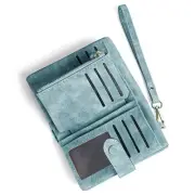 Womens Wallet Small Bifold Leather Wallets Women RFID blocking Ladies Wristle...
