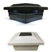 4 Pack 5x5 Solar Post Cap Light 4X SMD LED Low Profile Black/White Vinyl or Wood