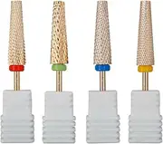 Yakamoz 4Pcs Professional Carbide Tungsten Nail Drill Bit Set, 5 in 1 Extension Nail Drill Bits,3/32 Inch Diameter Two Way Rotate Advanced Safety Bits For Manicure Pedicure Cuticle Acrylic Hard Gel Nails