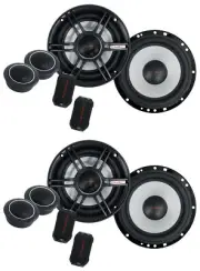 (2) Pairs Crunch 300 Watt CS65C 6.5" Car Audio Component Speakers 6 1/2" Inch