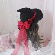 Bow Accent Witch Hat Type 01 - Red - One Size