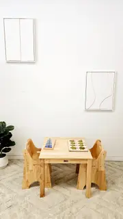 Q Toys Solid Timber Table With 2 Toddler Chairs