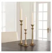 SUJUN Solid Iron Taper Candle Holders, New in Box, Set of 3, Antique Brass Color