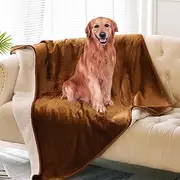 DaysU Waterproof Dog Blanket for Small Dogs - Soft Sherpa Fleece Reversible Pet Blanket, Cat Blanket Washable for Couch Protection, Warm Plush Dog Throw, 40"x50" Brown