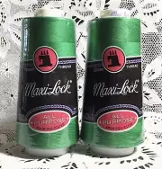 NEW 2 Green maxilock 3000Yd spools 100% polyester overlock sewing thread TEX 27