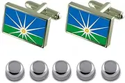 [Select Gifts] Shirt Dress Studs Uberlandia City Minas Gerais State Flag Cufflinks