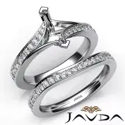 Split Shank Marquise Cut Semi Mount Diamond Engagement Ring Bridal Sets 0.90Ctw.