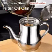48oz Kitchen Cooking Oil Filter Pot Soup Grease Strainer Separator Storage Can