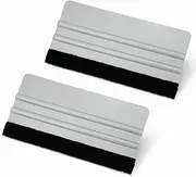 Umaki 3 x 6in Felt Edge Wrapping Squeegee Scratches-Free Decal Applicator Tool for Application of Craft Vinyl, Car Vinyl Wrap, Graphics, Stickers, Window Film and Wallpaper, Pack of 2, Silver