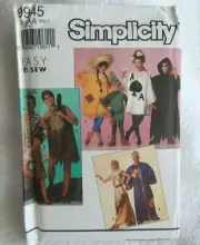 Simplicity Caveman Card Cleopatra Costume Pattern 9945 Size XS-XL From 1990