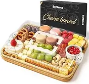 Charcuterie Board Cheese Board with Lid and Handle, Portable Bamboo Snackle Box, Build-a-Board Cutting Board with Compartments for Charcuterie Snacks Parties,Travel,Picnics, Ideal Gift (White)