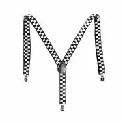 Black and White Checkered Suspender Braces Wedding Formal Bucks Mens
