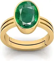 [Akshita gems] 13.00 Ratti Natural Emerald Ring (Natural Panna/Panna Stone Gold Ring) Original AAA Quality Gemstone Adjustable Ring Astrological Purpose for Men Women by Lab Certified, Natural Emerald