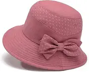 [YEKEYI] Women's Cotton Linen Bucket Hat Big Brim Hat Summer Sun Beach Cap Visor Sunhat, Fk-pin, One Size