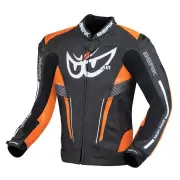 Air-B Black Orange Leather Motorcycle Jacket