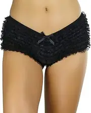 [ToBeInStyle] Women's Micro Mesh Lace Ruffle Trim Tanga Short