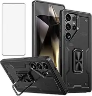 Asuwish Phone Case for Samsung Galaxy S22 Ultra / S23 Ultra 5G with Screen Protector Cover and Cell Accessories Kickstand S22ultra 22S S 22 S22ultra5g S23Ultra 23S S 23 23Ultra G5 Women Men Black