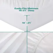 Bedecor Queen Fitted Sheet Only,21 inch Extra Deep Pocket White Queen,