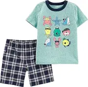[Carter's] Baby Boys Sea Creature Plaid Shorts Set