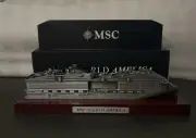 MSC World America Inaugural Voyage Model Cruise Ship Metal Pewter NEW IN BOX
