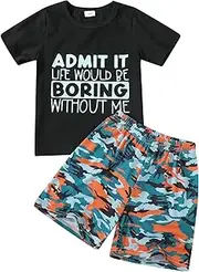 [Cakaner] Kid Toddler Baby Boys Clothes Tie-dye Palm Leaf Top 2Pcs Summer Shorts Set