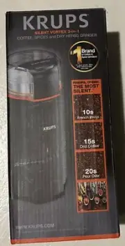 KRUPS Grinder 3-in-1 Silent Vortex 12-Cup Coffee, Spices & Dry Herbs - GX332850