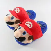 Super Mary Louis Plush Slippers Cartoon Cute Mario Slippers-L Red