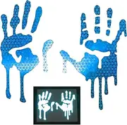 customTAYLOR33 High Intensity Grade Reflective Bloody/Dripping Hands Decals for Helmets, Windscreens, Rear Windows, Bumper Stickers (5 inches Height, Baby Blue)