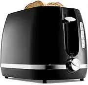 Toaster 2 Slice Euro Design Black and Silver with Warming Rack
