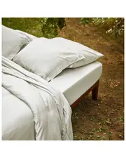 Bombacio Linens Sunset Cloud Grey Brushed Cotton Percale Fitted Sheet