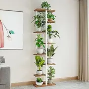 Uptyia Plant Stand 8 Tier 9 Potted Indoor Plant Shelf Multiple Stands for Garden Corner Balcony Living Room (8Tier 9 Potted-dark wood grain)