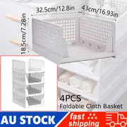 4X Foldable Storage Box Cloth Drawer Baskets Easy Open and Folding Stackable