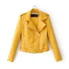 Women Ladies Lapel Motor Jacket Cool Coat Zip Biker Short Punk Cropped Tops Coat