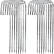 16 Pack Rebar Tent Stakes Heavy Duty, 12 Inch Ground Anchors J Hook Garden Stake
