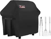 [Kingkong] 7107 Waterproof BBQ Cover for Weber Genesis E and S Series Gas Grill Including Stainless Steel Meat Fork, Spatula and Tongs, Genesis E/S-60
